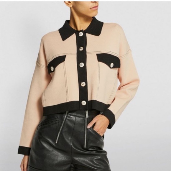 Sandro Paris Tops - NWOT Sandro Cher Cropped Contrast-Trim Knit Cardigan Caotigan